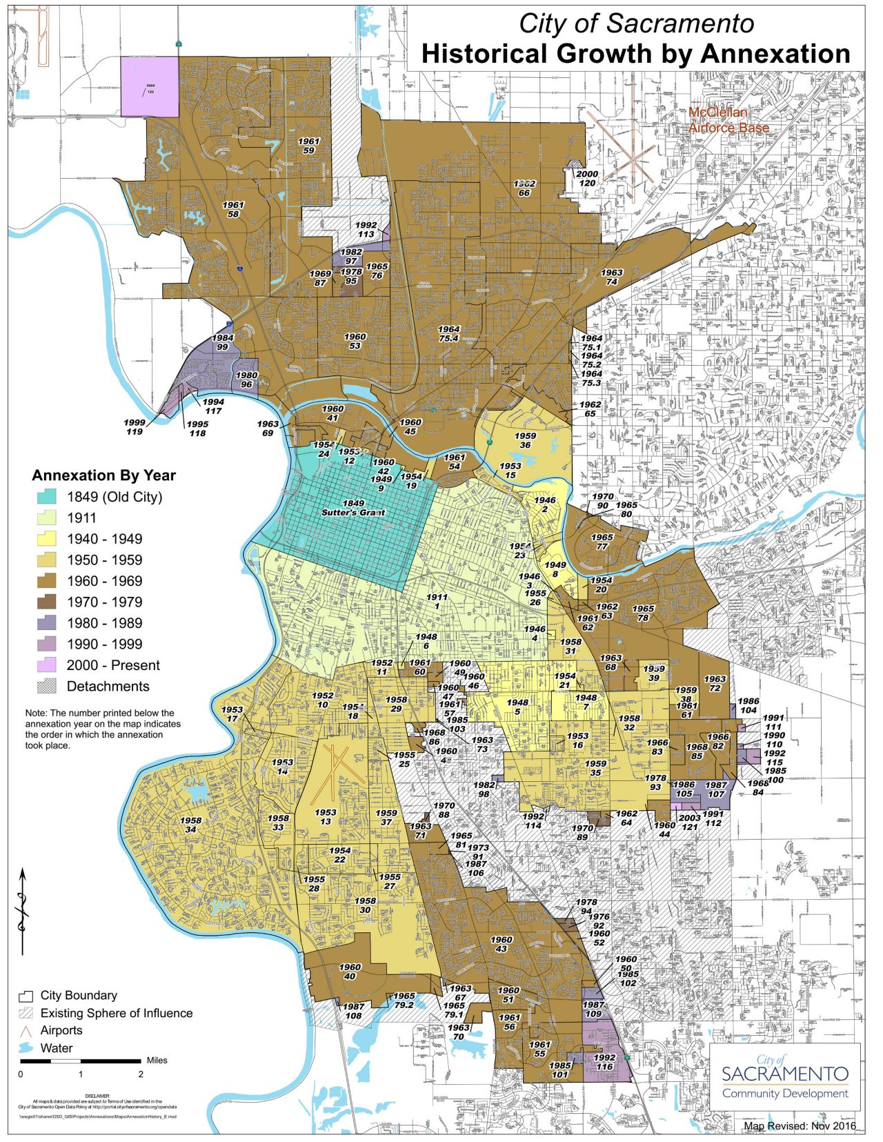 City of Sacramento: Historical Growth by Annexation map