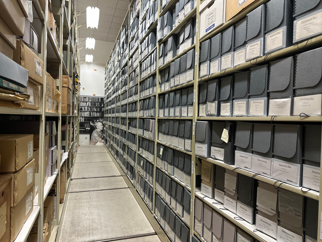 Collection vault aisle showing archival boxes