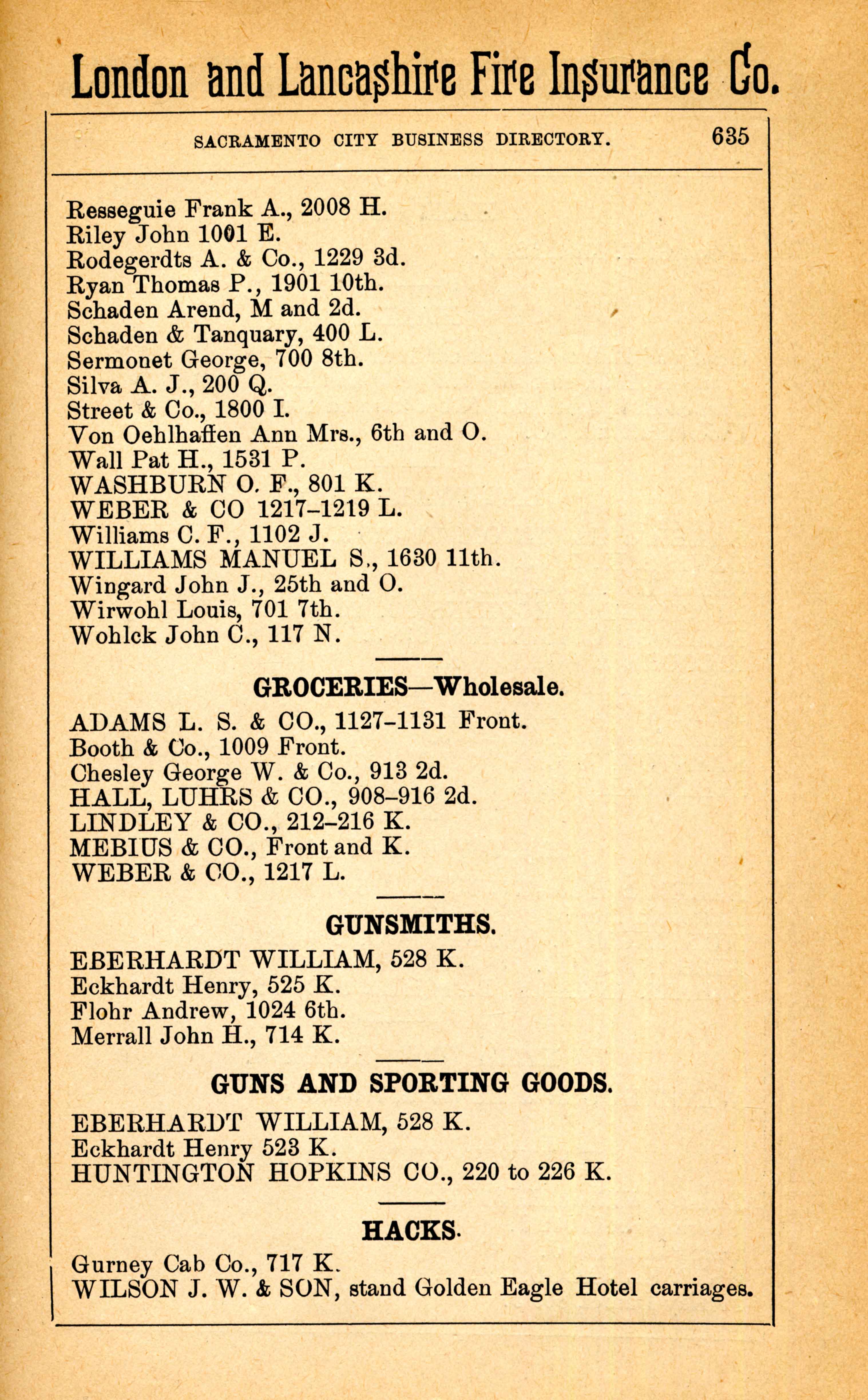 Photo of a page from the 1891 Sacramento City Directory