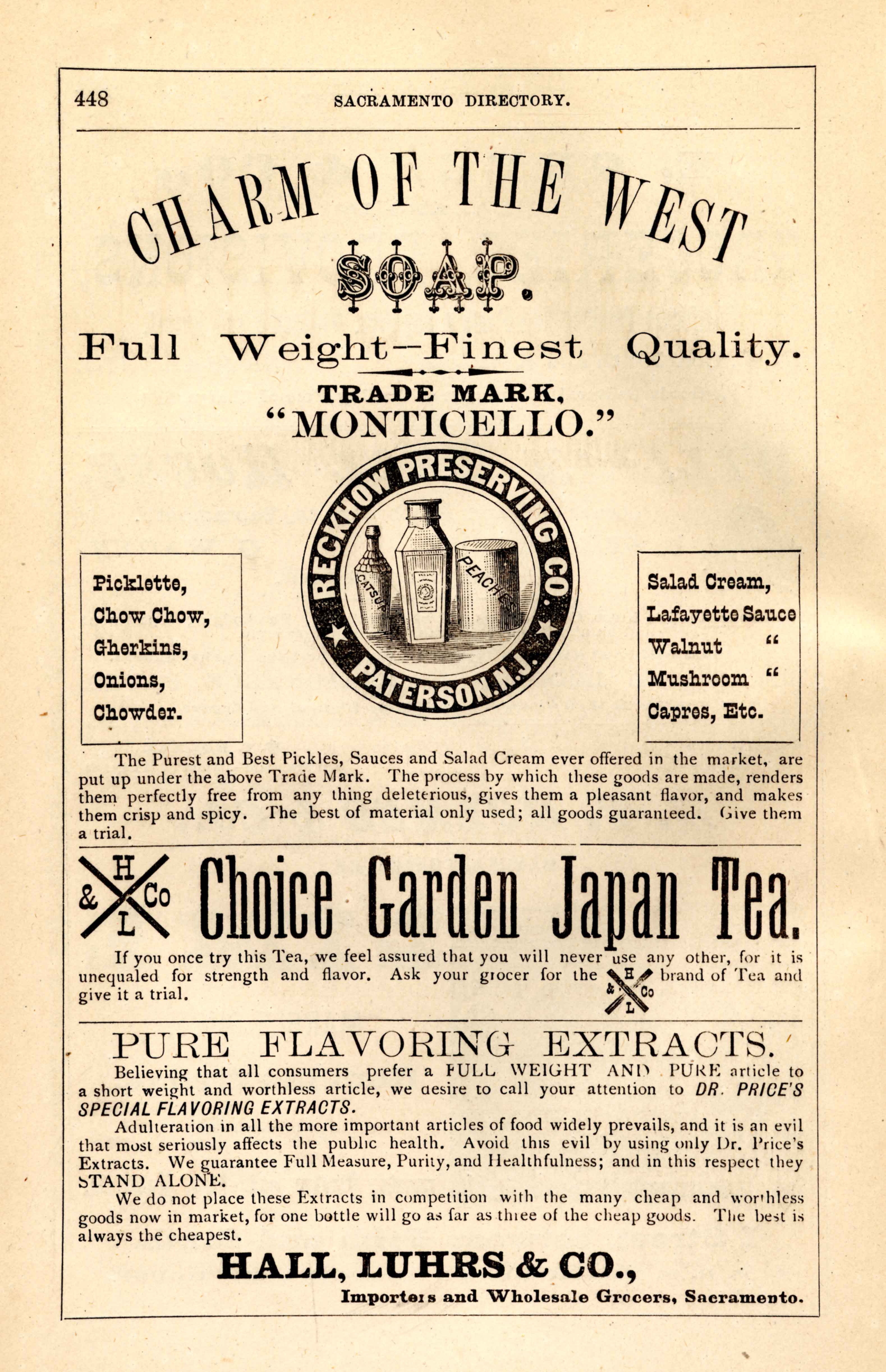 Photo of a page from the 1878 Sacramento City Directory