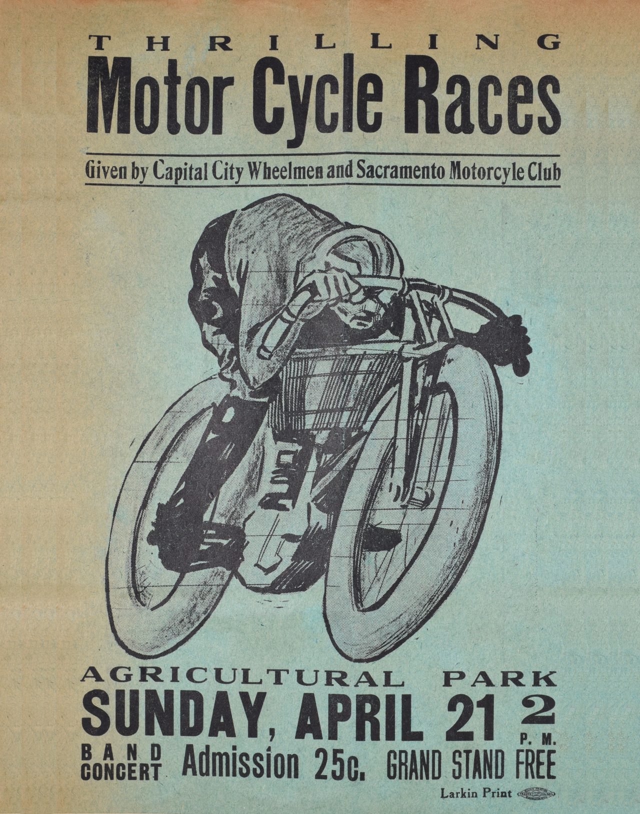 Flyer advertising "Motor Cycle Races"